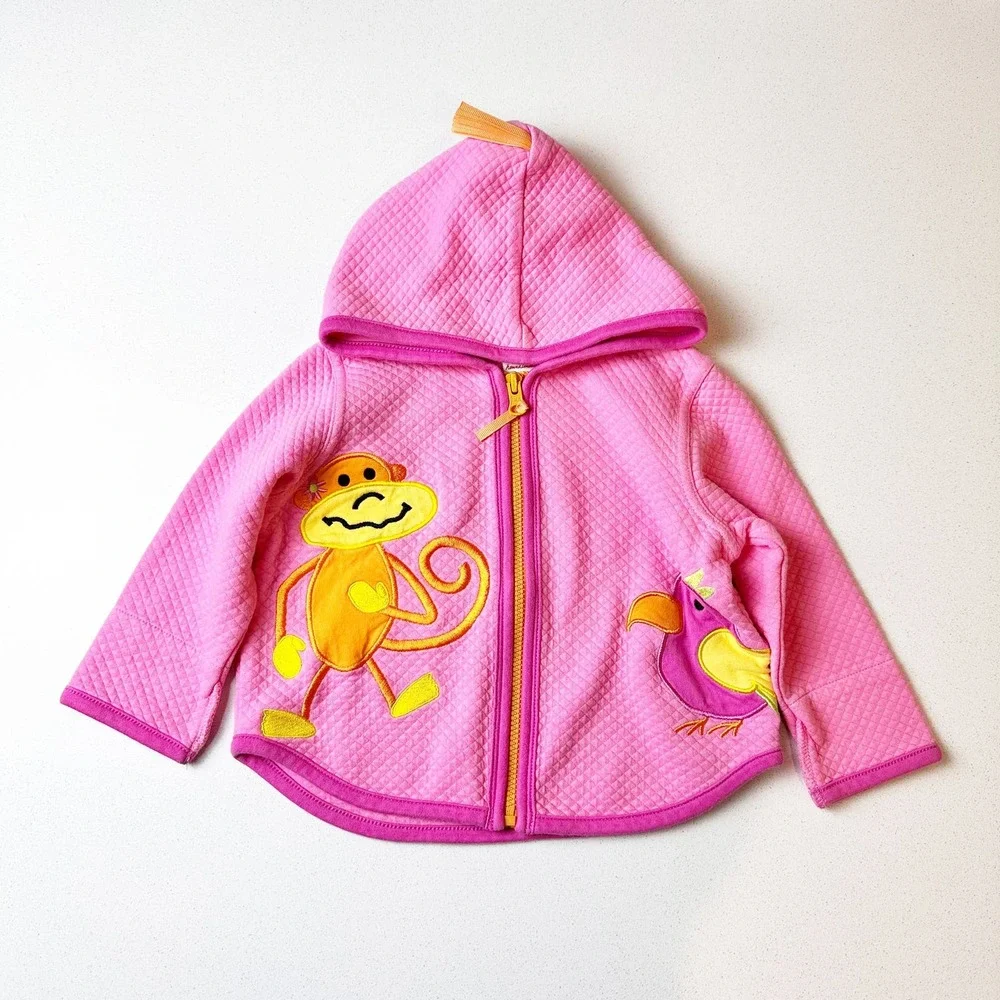 Hanna Andersson Pink Money Patch Cardigan Jacket Baby sz 6-12m